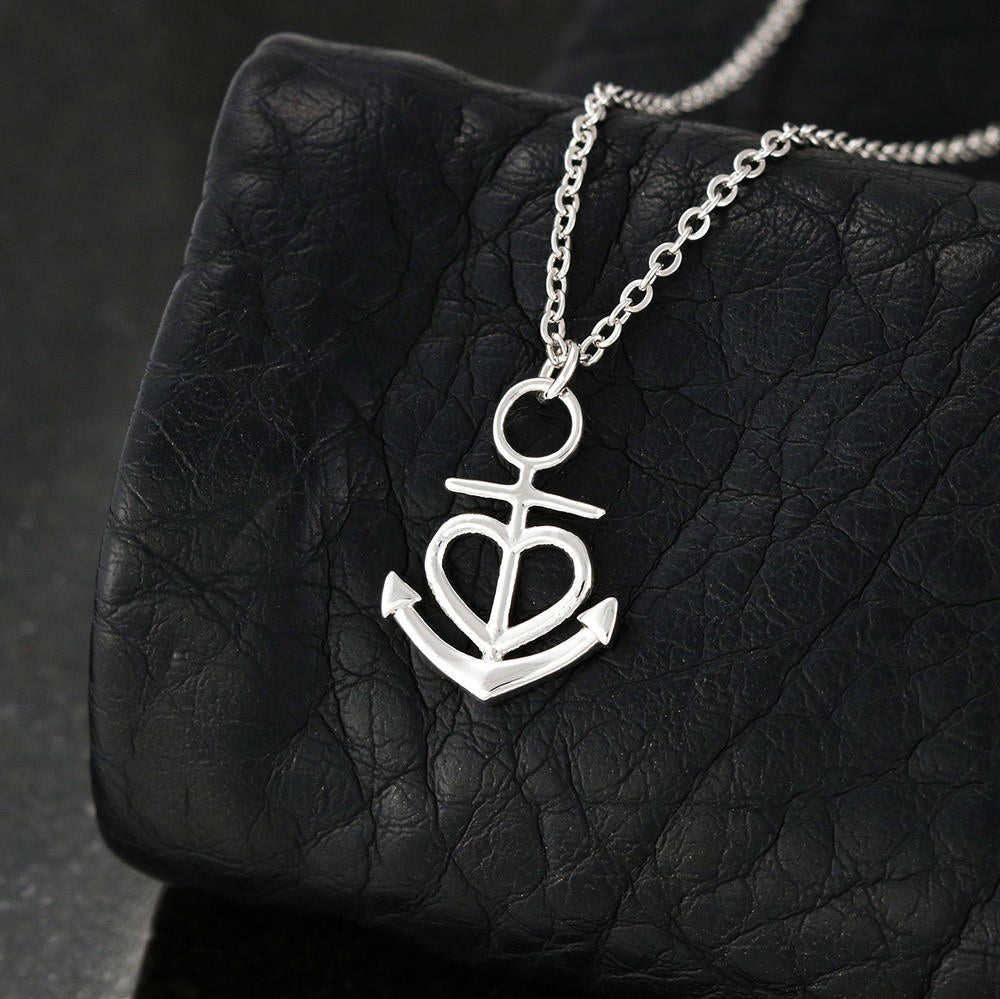 Anchor Necklace - Red Hearts - Wife