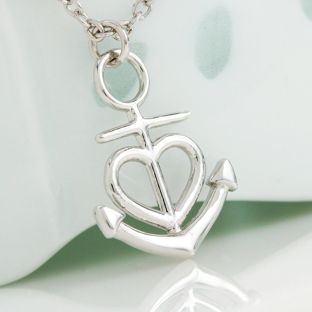 Anchor Necklace - Red Hearts - Wife