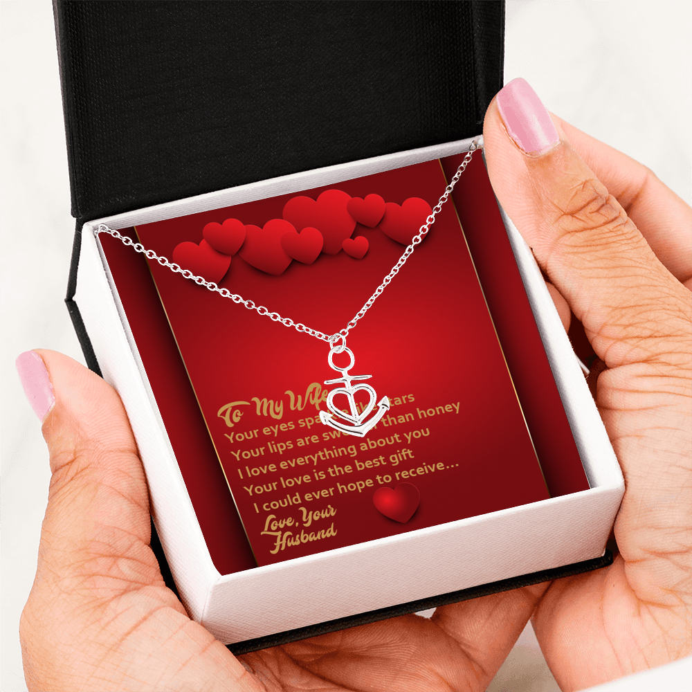 Anchor Necklace - Red Hearts - Wife