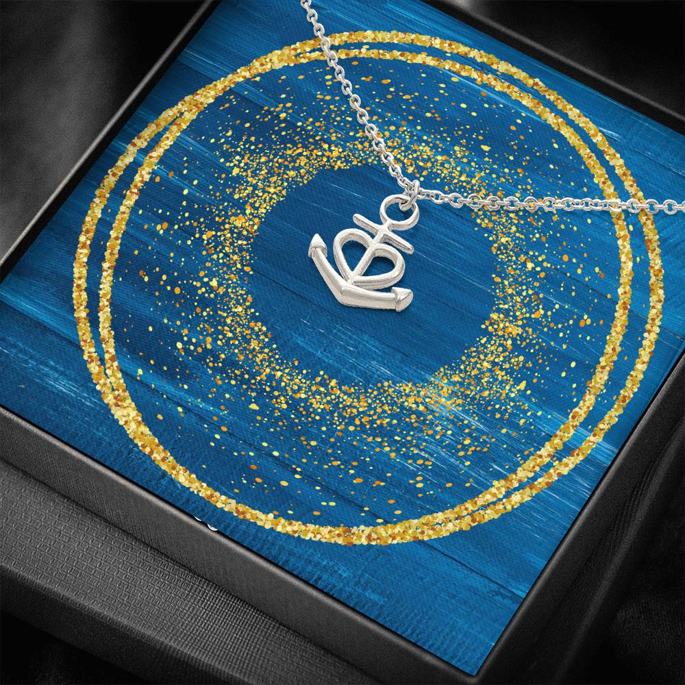 Anchor Necklace - Glitter Blue
