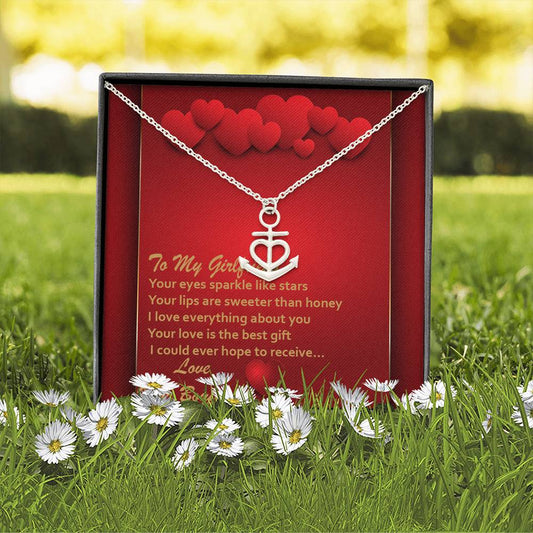 Anchor Necklace - Red Hearts - Girlfriend