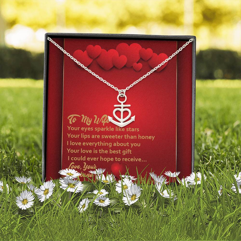 Anchor Necklace - Red Hearts - Wife