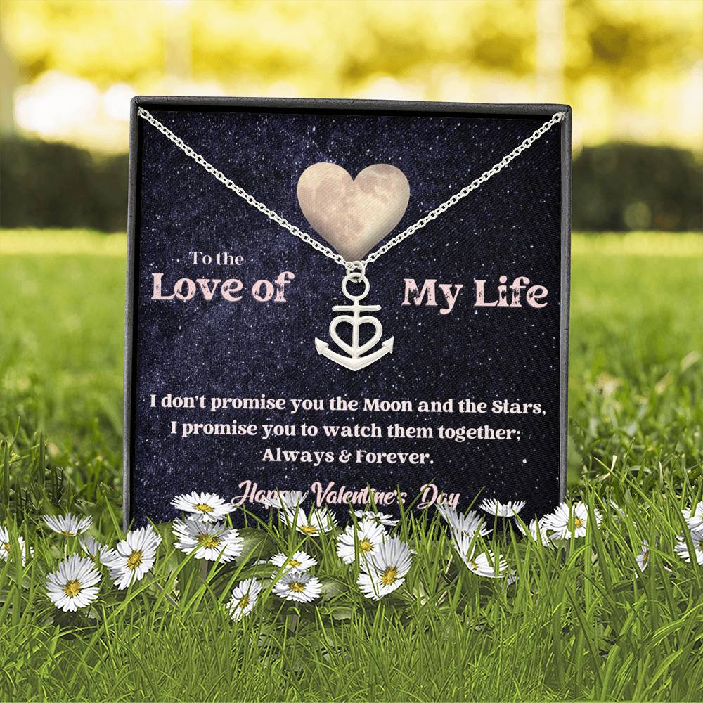 Anchor Necklace - Moon and Stars - Valentine