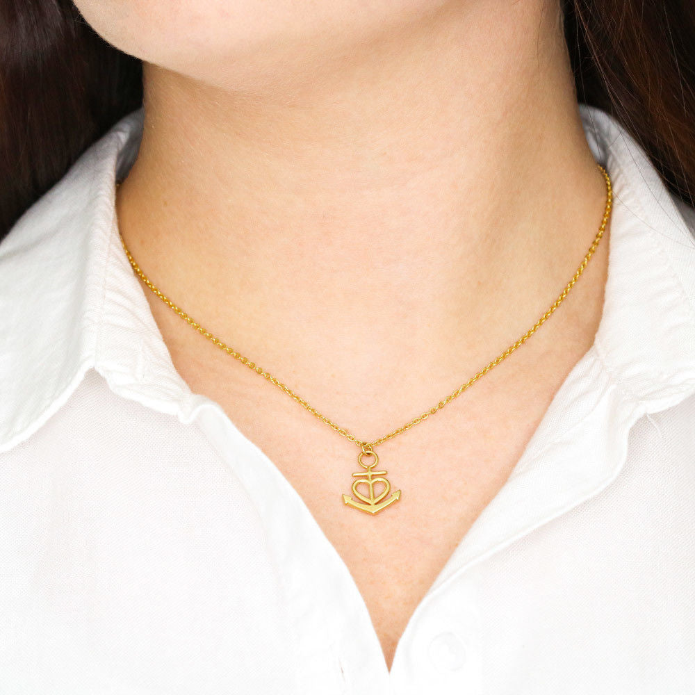Anchor Necklace - Red Hearts - Wife