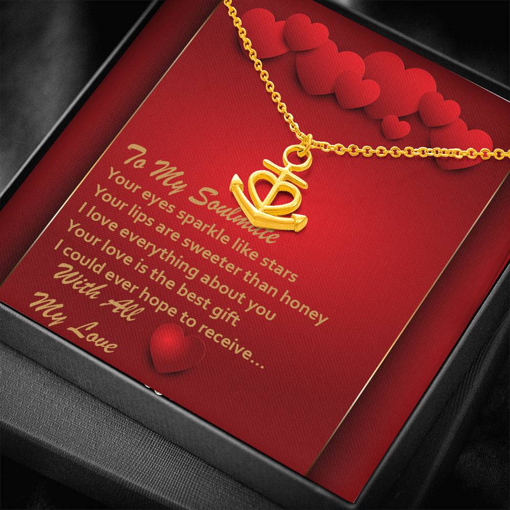 Anchor Necklace - Red Hearts - Soulmate