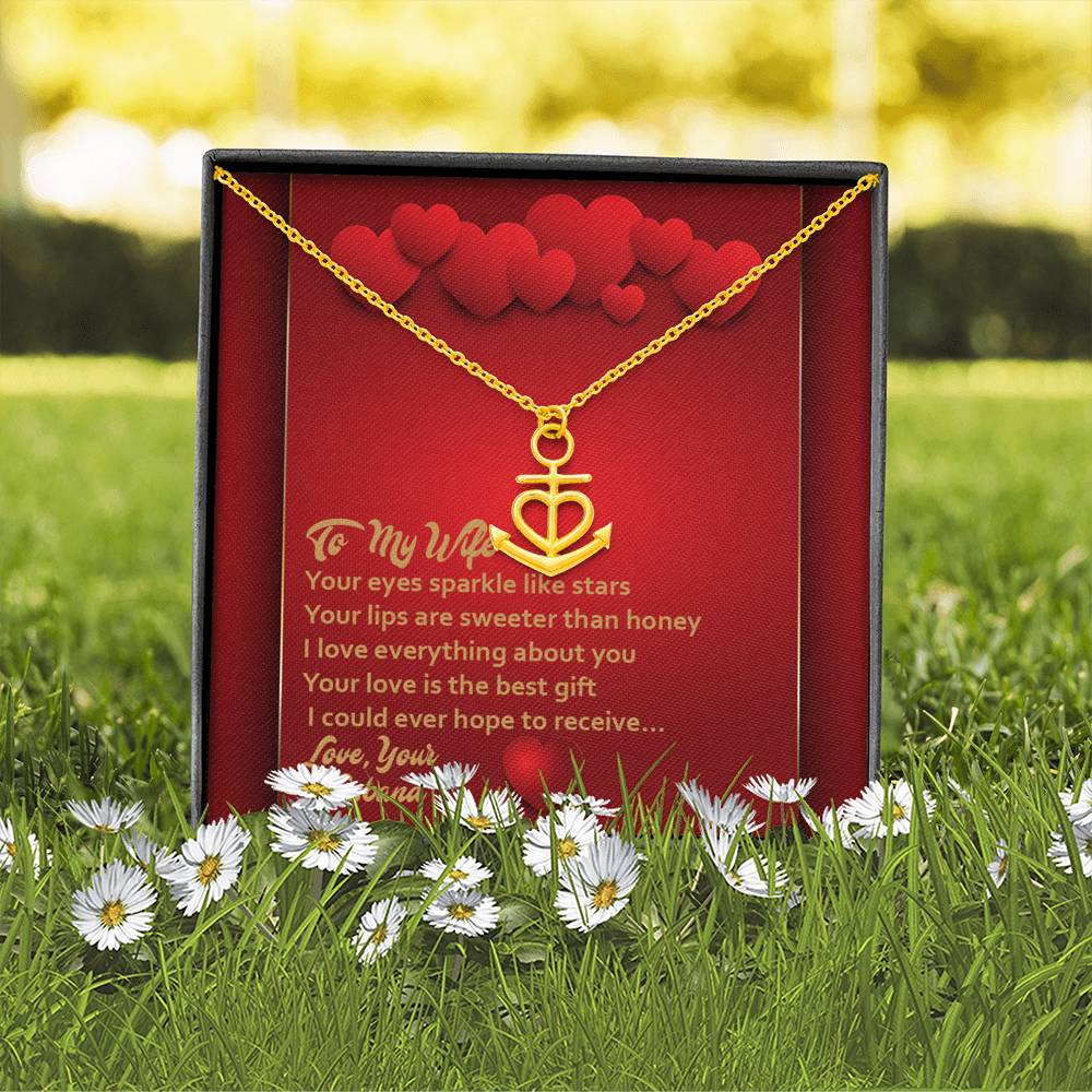 Anchor Necklace - Red Hearts - Wife