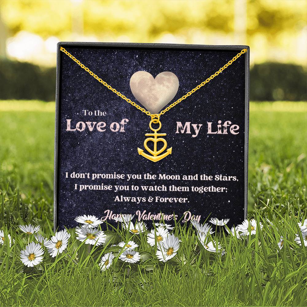 Anchor Necklace - Moon and Stars - Valentine