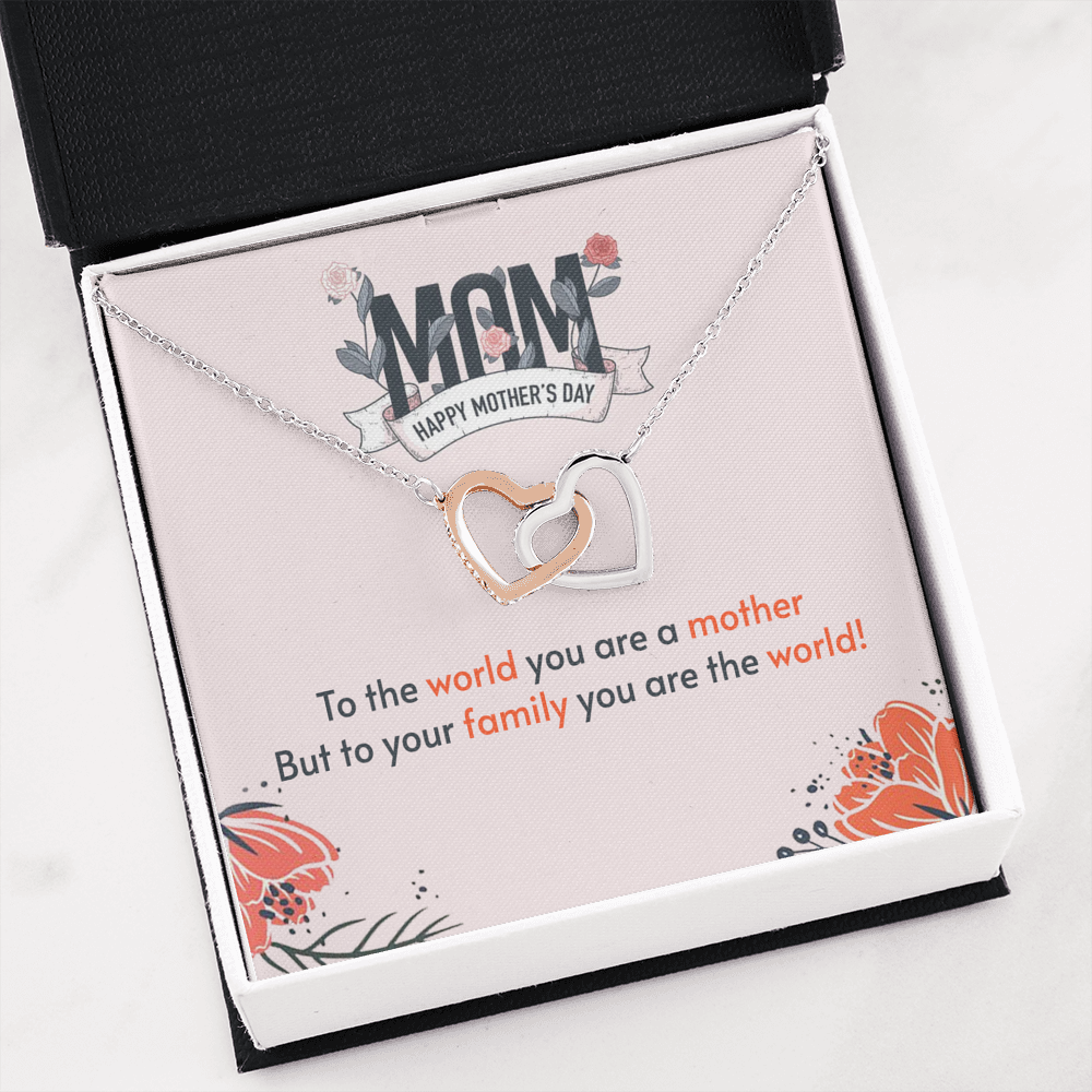 Interlocking Hearts Necklace - Pastel Poppy - Mom