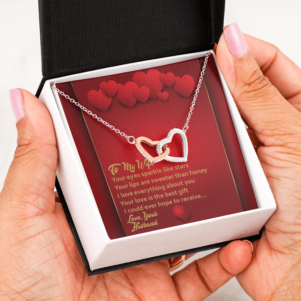Interlocking Hearts Necklace - Red Hearts - Wife