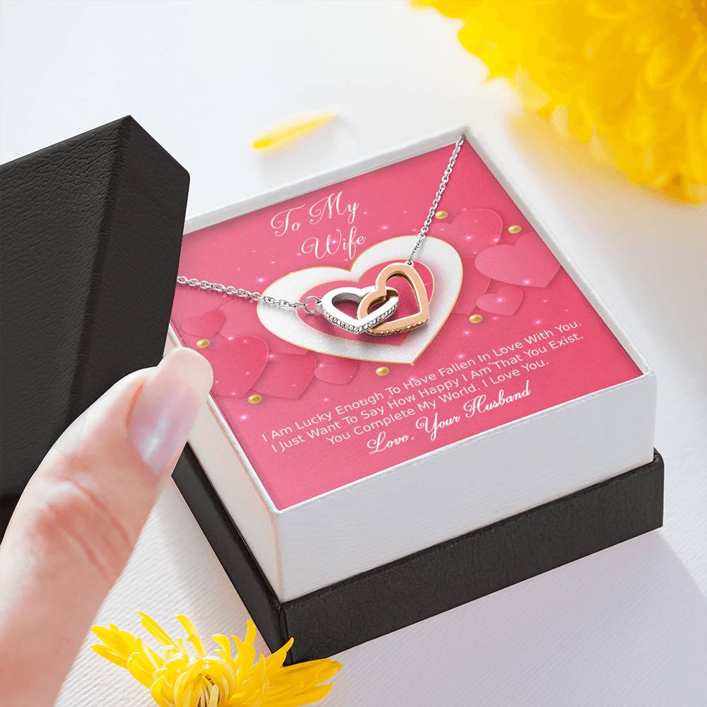 Interlocking Hearts Necklace - Pink Delight - Wife
