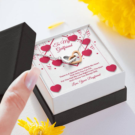 Interlocking Hearts Necklace - Red Ribbons - Girlfriend