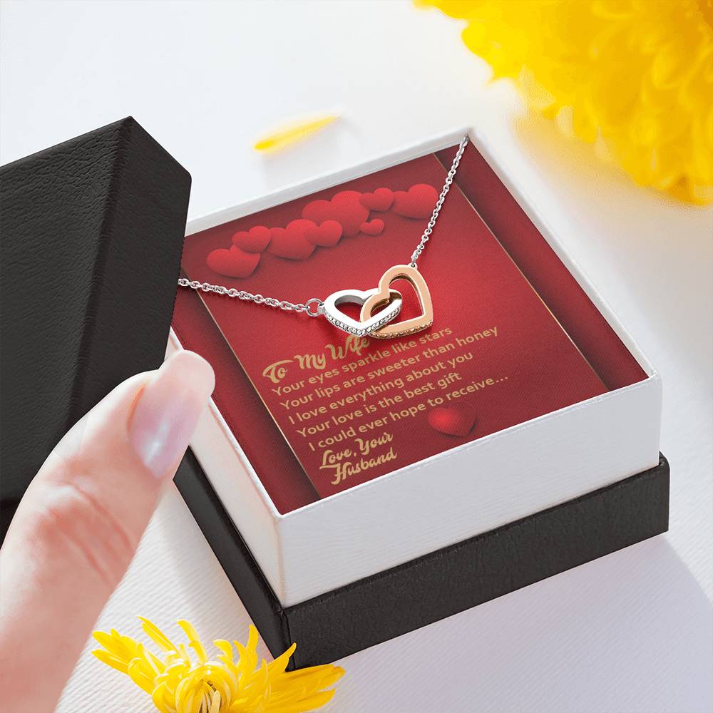 Interlocking Hearts Necklace - Red Hearts - Wife