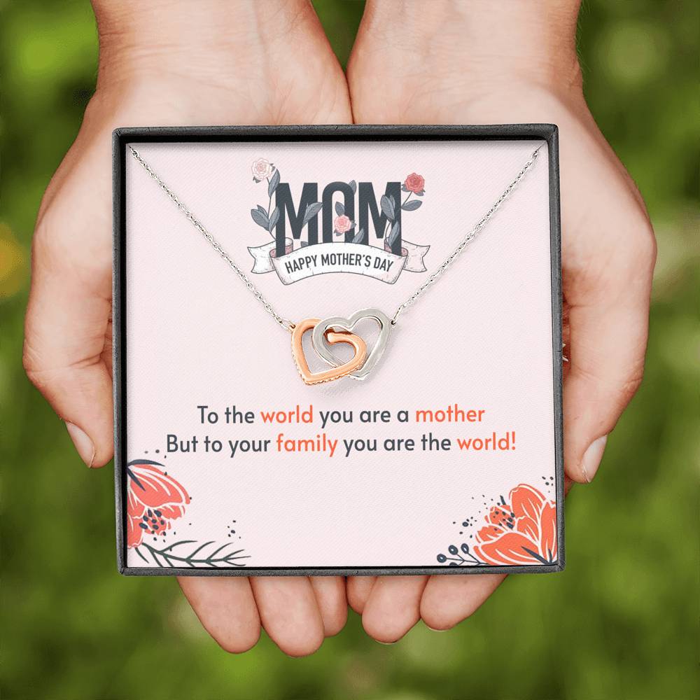 Interlocking Hearts Necklace - Pastel Poppy - Mom