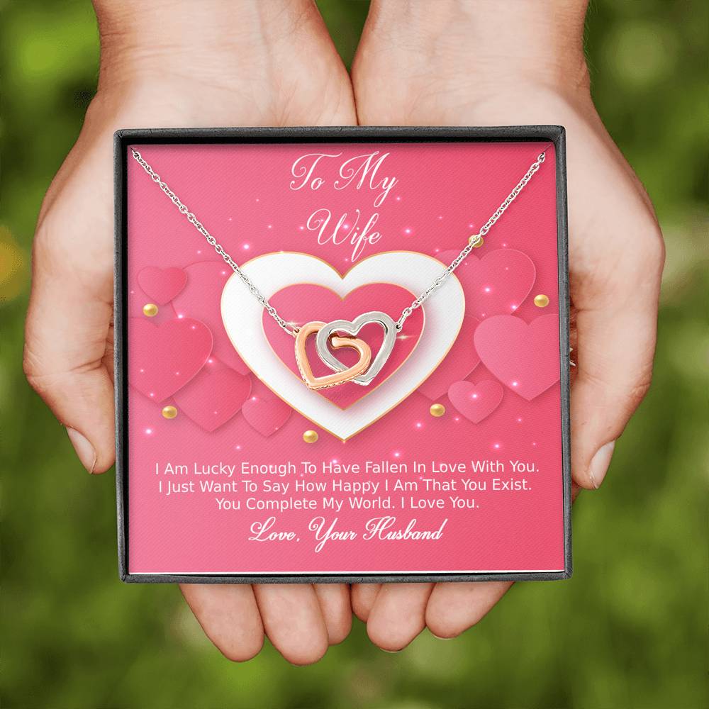 Interlocking Hearts Necklace - Pink Delight - Wife