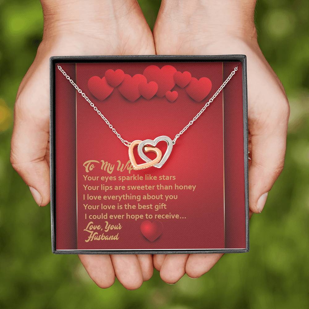 Interlocking Hearts Necklace - Red Hearts - Wife