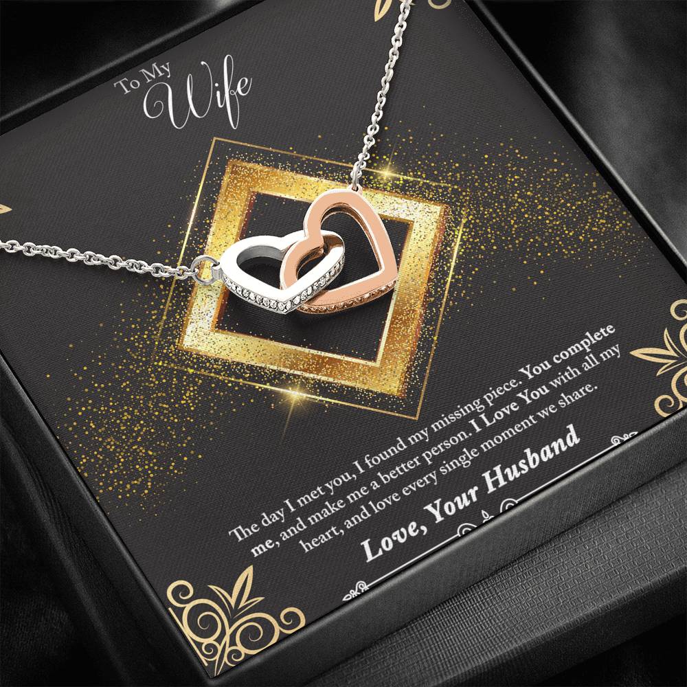 Interlocking Hearts Necklace - Glitter - Wife