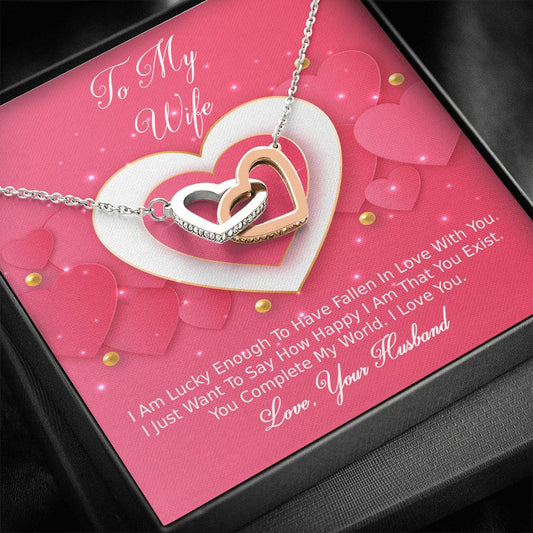 Interlocking Hearts Necklace - Pink Delight - Wife