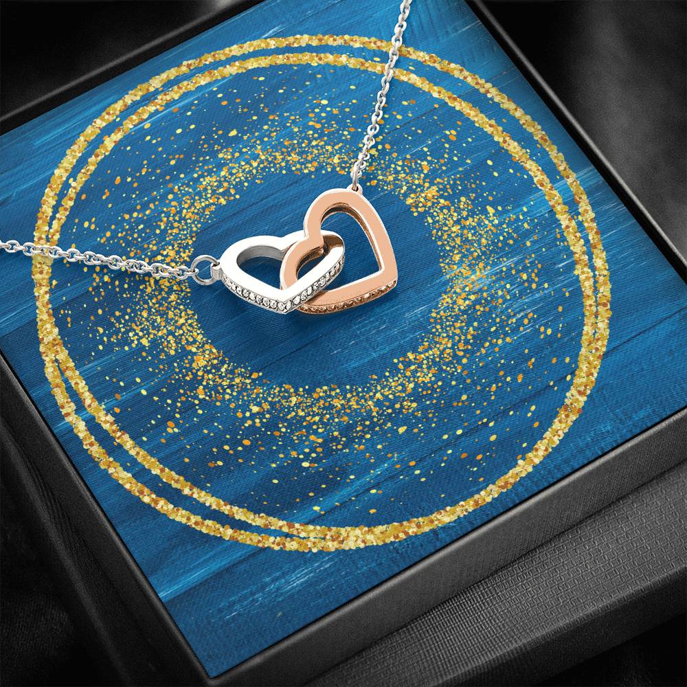 Interlocking Hearts Necklace - Glitter Blue