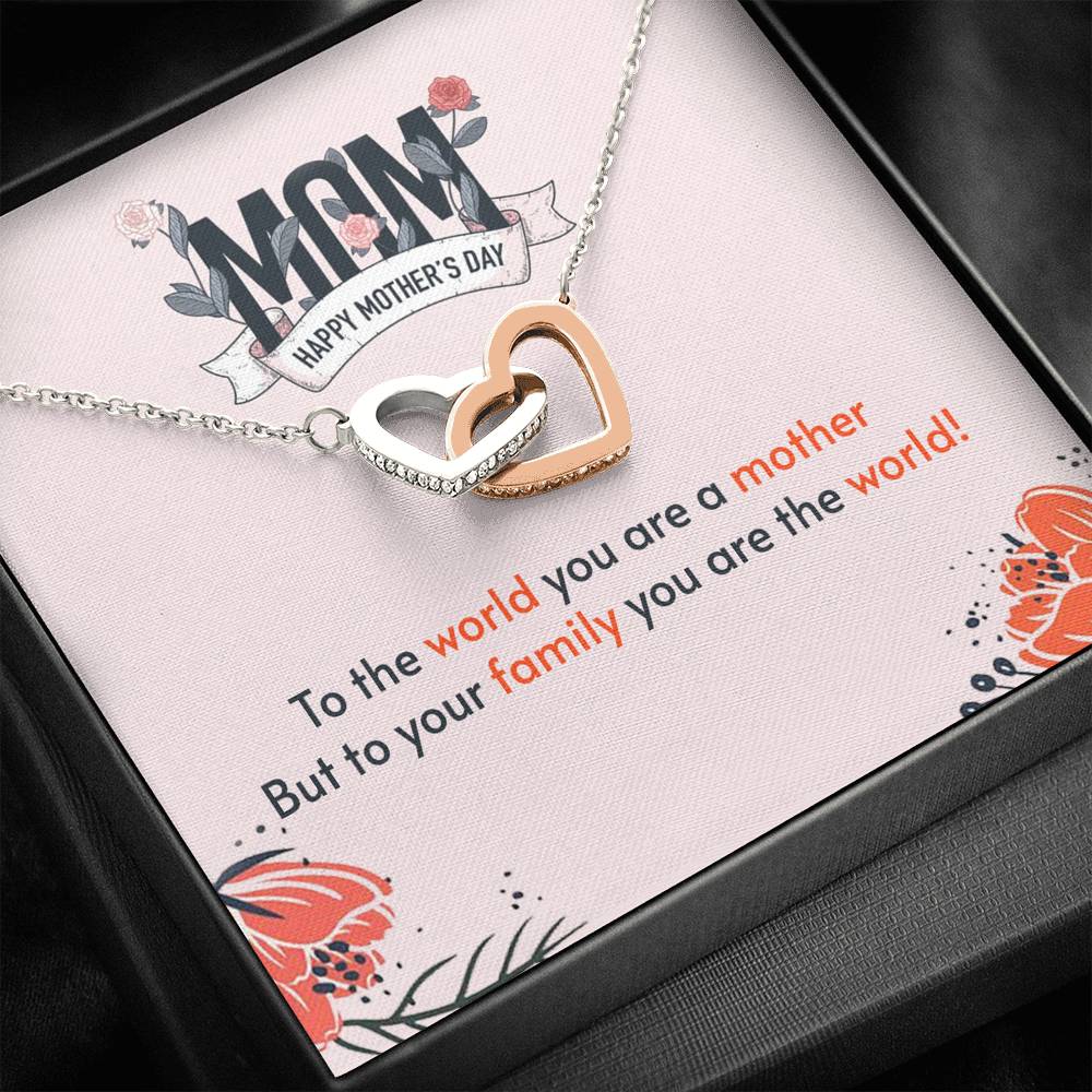 Interlocking Hearts Necklace - Pastel Poppy - Mom