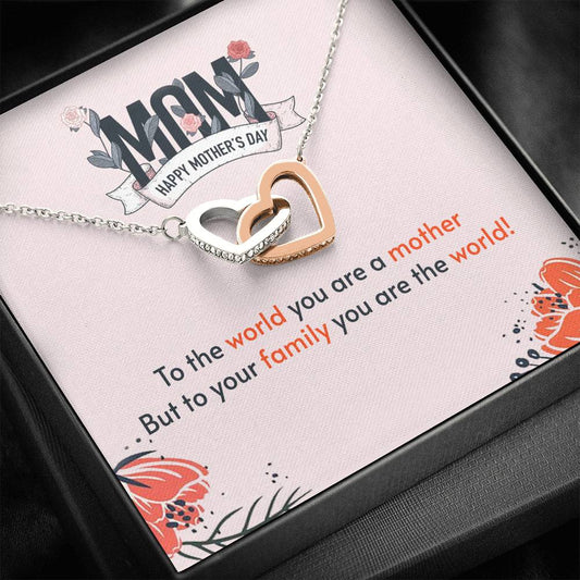 Interlocking Hearts Necklace - Pastel Poppy - Mom