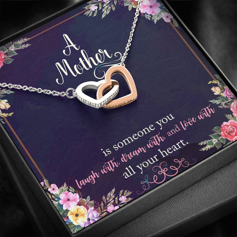 Interlocking Hearts Necklace - Navy Floral - Mom