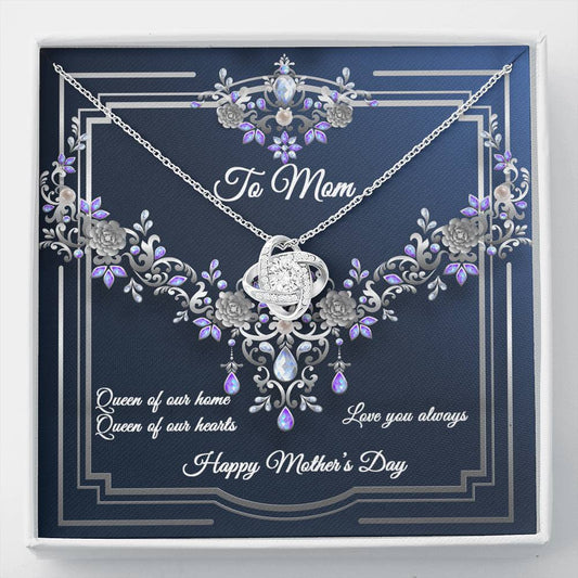 Love Knot Necklace - Navy Crystal - Mom