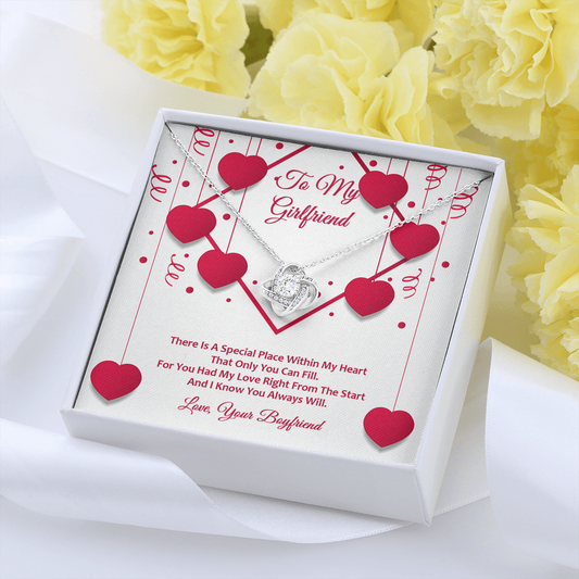 Love Knot Necklace - Red Ribbons - Girlfriend