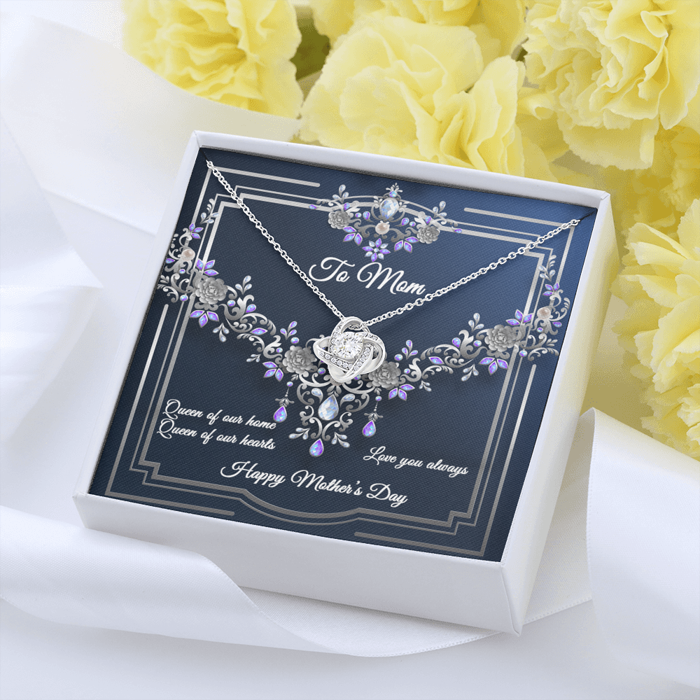 Love Knot Necklace - Navy Crystal - Mom