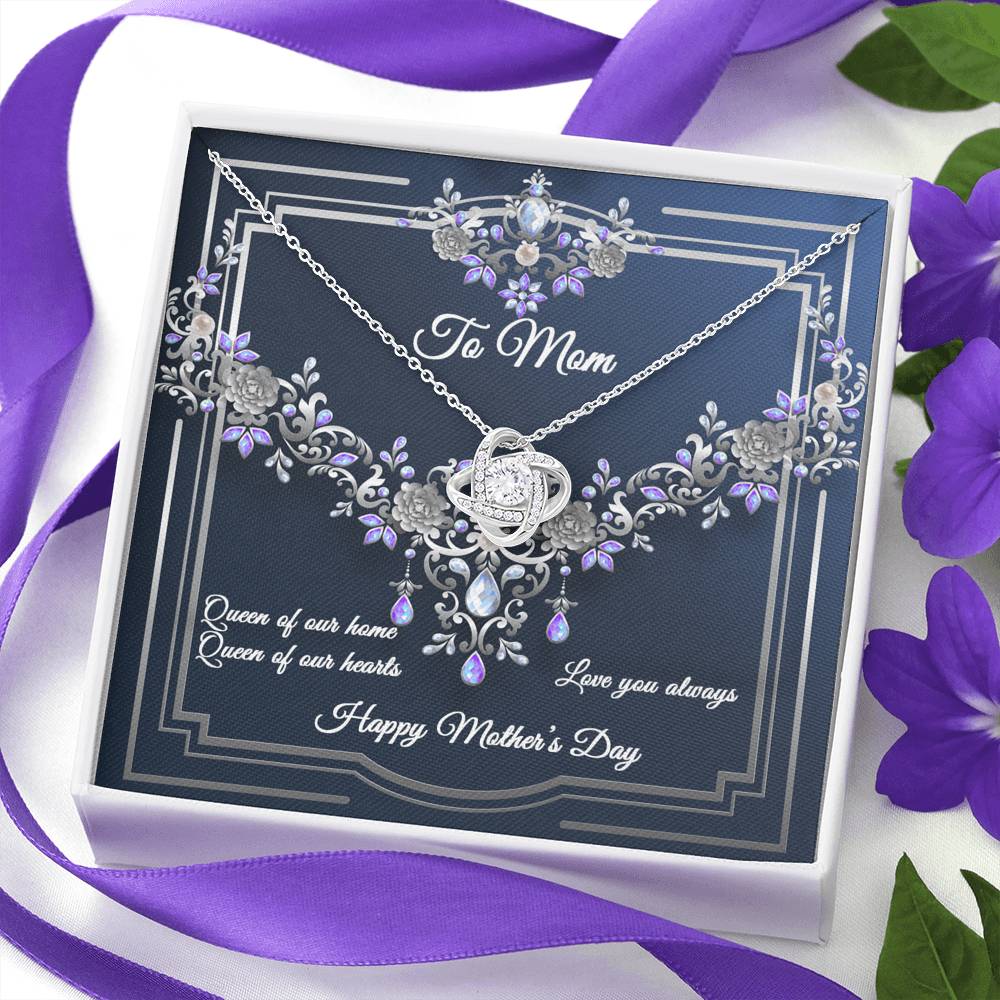 Love Knot Necklace - Navy Crystal - Mom