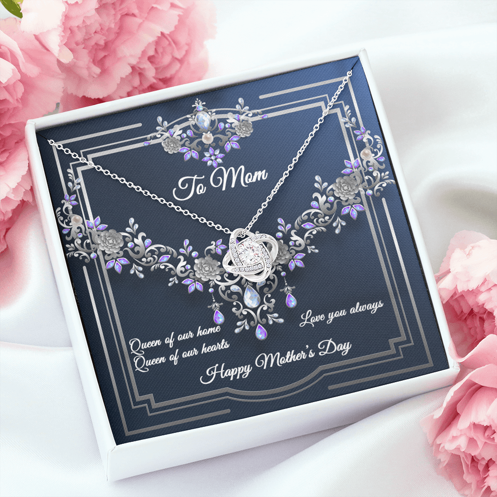 Love Knot Necklace - Navy Crystal - Mom