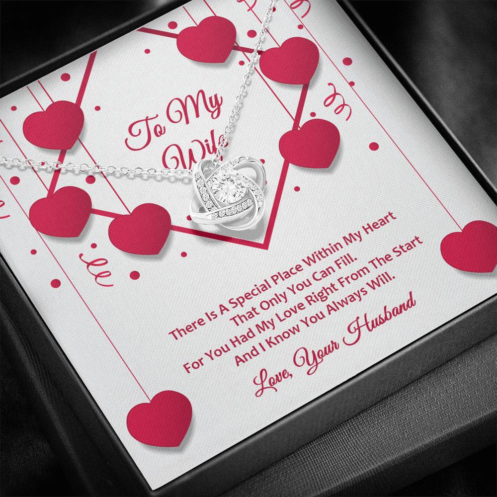 Love Knot Necklace - Red Ribbons - Wife