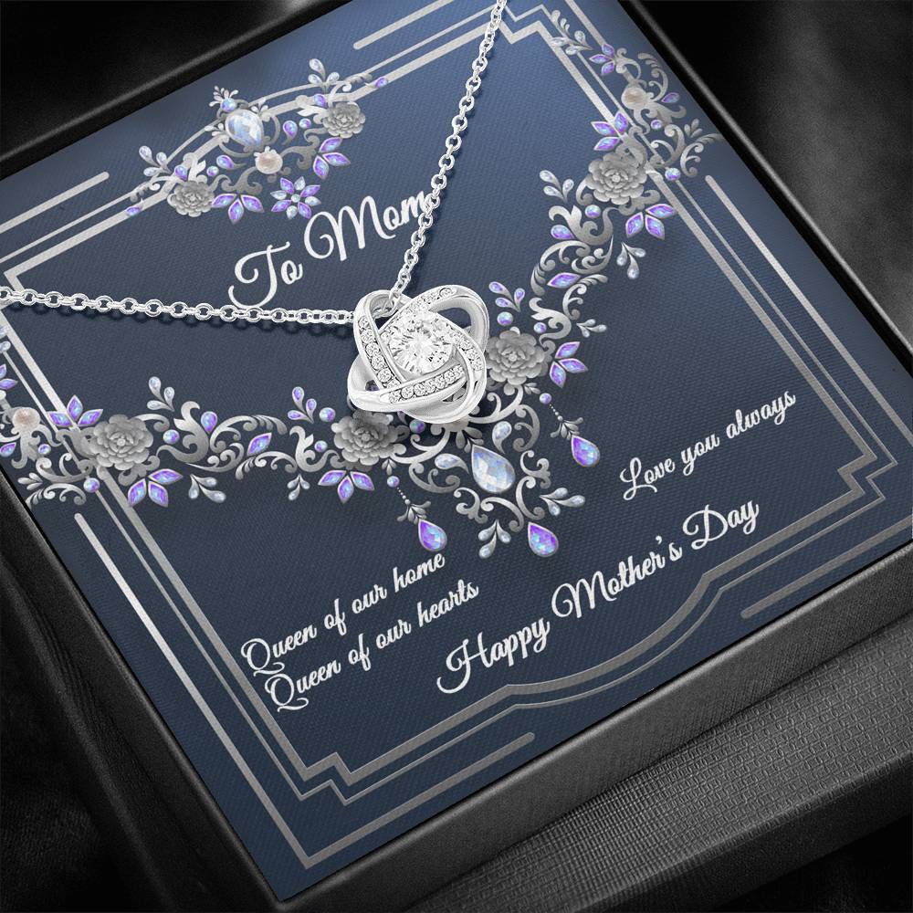 Love Knot Necklace - Navy Crystal - Mom