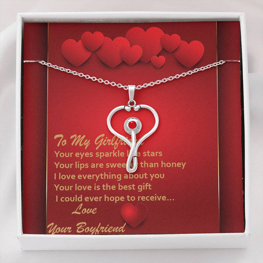Stethoscope Necklace - Red Hearts - Girlfriend