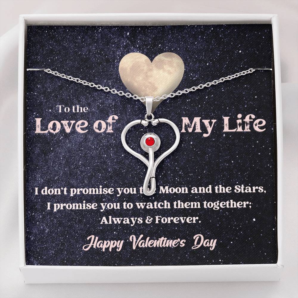 Stethoscope Necklace - Moon and Stars - Valentine