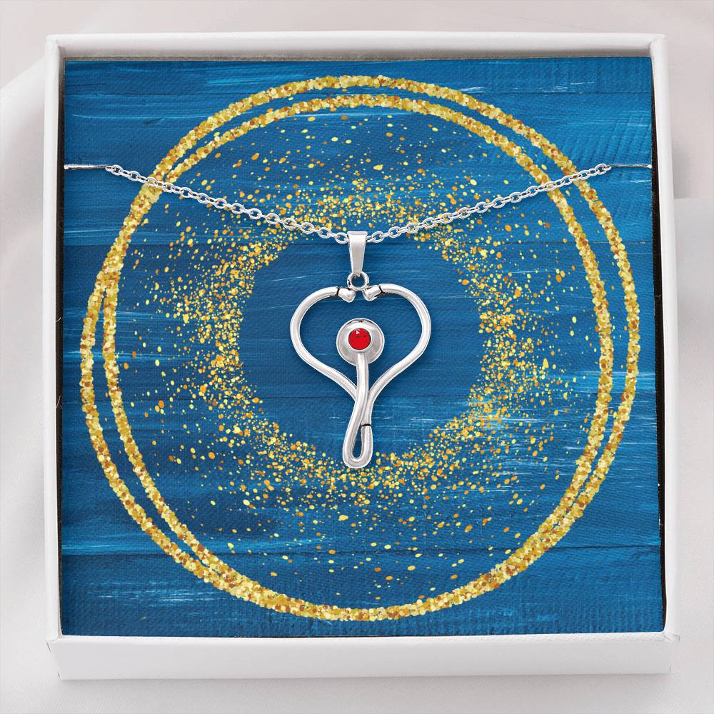 Stethoscope Necklace - Glitter Blue