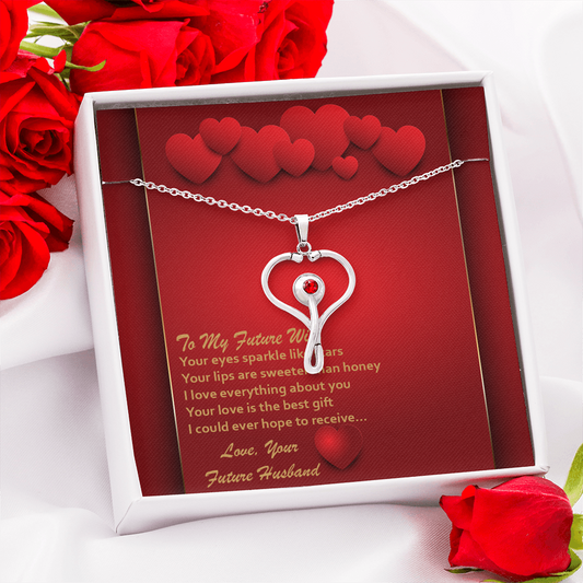 Stethoscope Necklace - Red Hearts - Future Wife