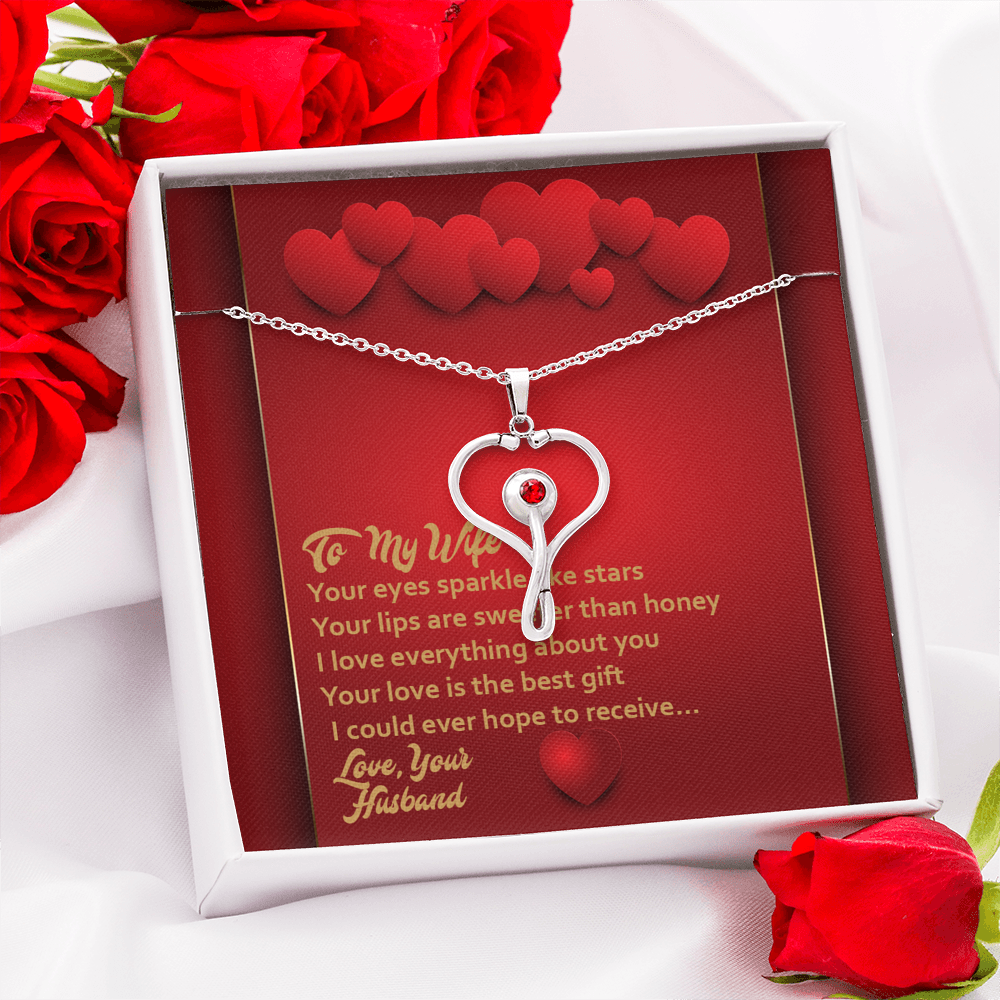 Stethoscope Necklace - Red Hearts - Wife