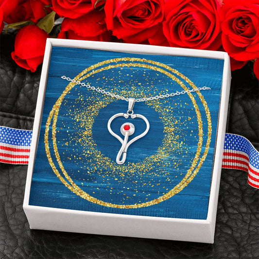 Stethoscope Necklace - Glitter Blue