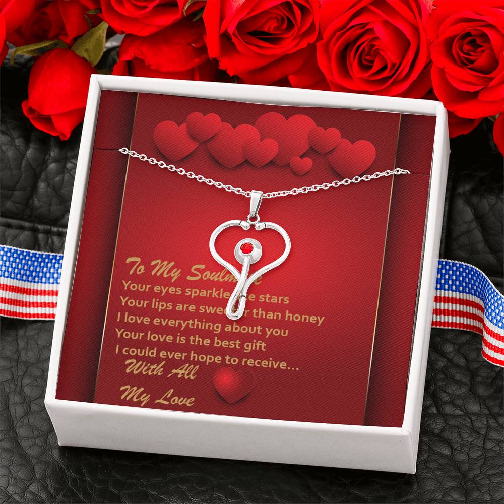 Stethoscope Necklace - Red Hearts - Soulmate
