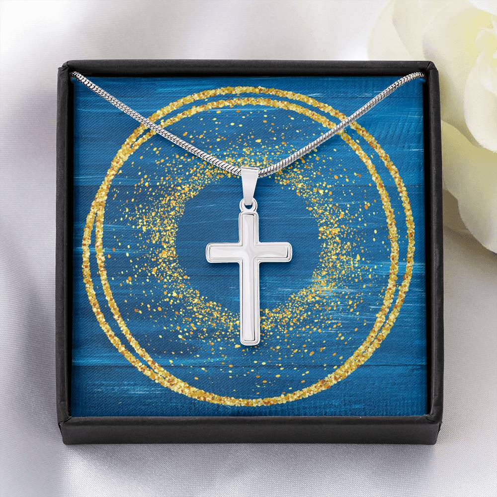 Cross Necklace - Glitter Blue