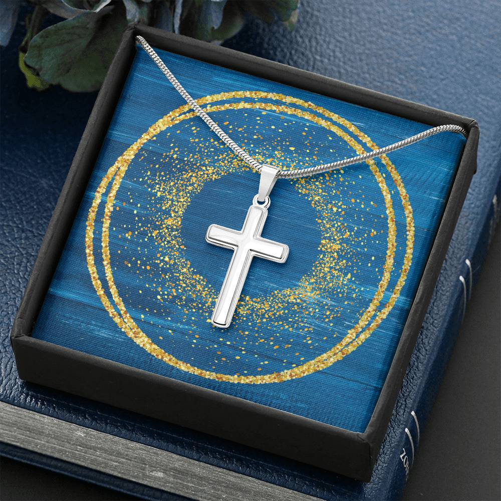 Cross Necklace - Glitter Blue