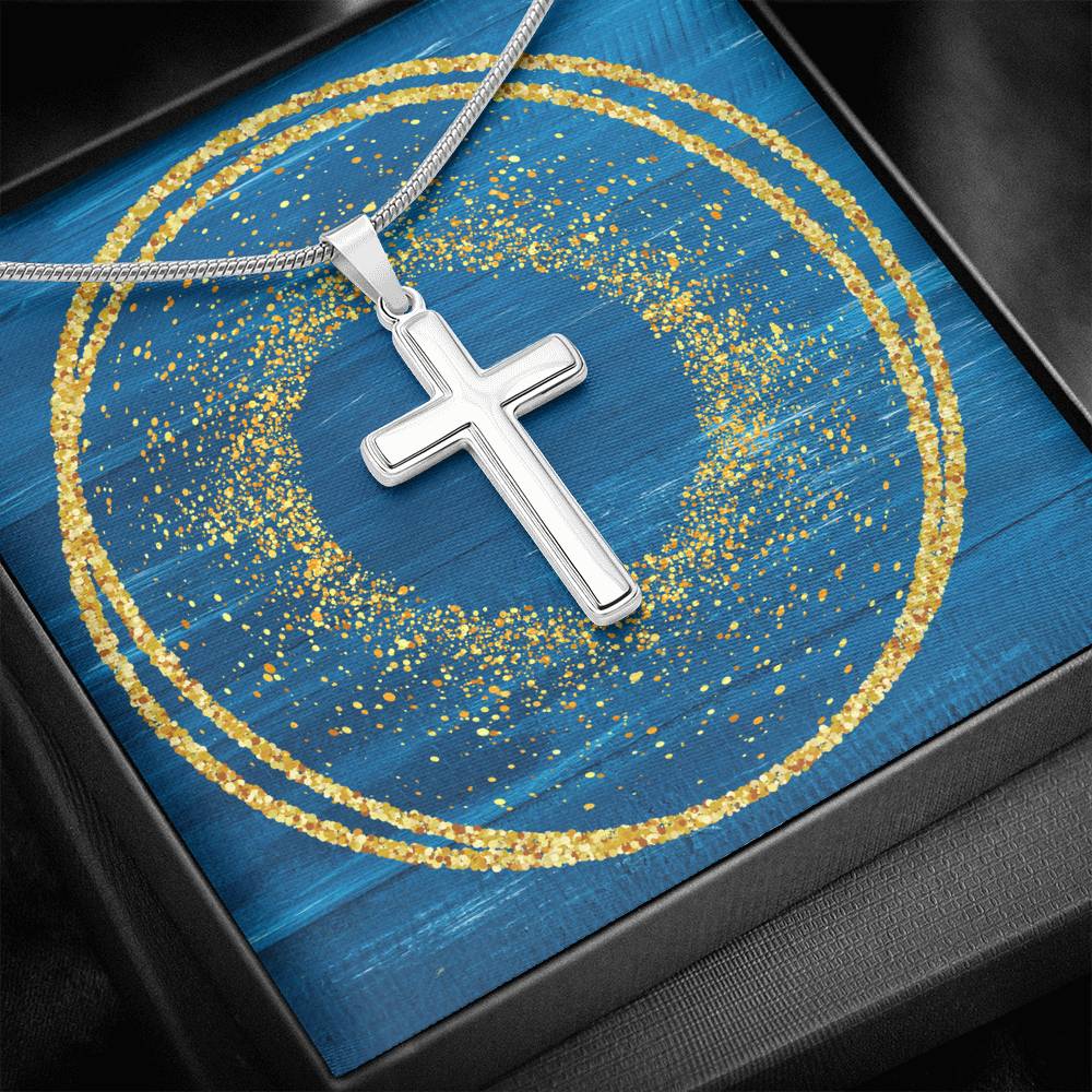 Cross Necklace - Glitter Blue