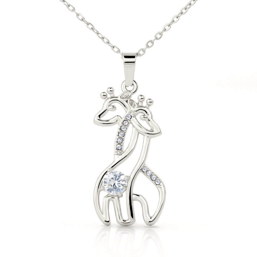 Graceful Love Giraffe Necklace - Glitter Blue
