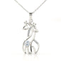 Graceful Love Giraffe Necklace - Red Hearts - Wife