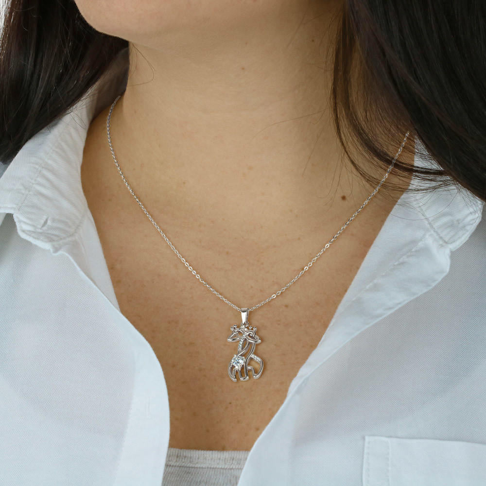 Graceful Love Giraffe Necklace - Pastel Bright Floral - Mom