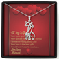 Graceful Love Giraffe Necklace - Red Hearts - Wife