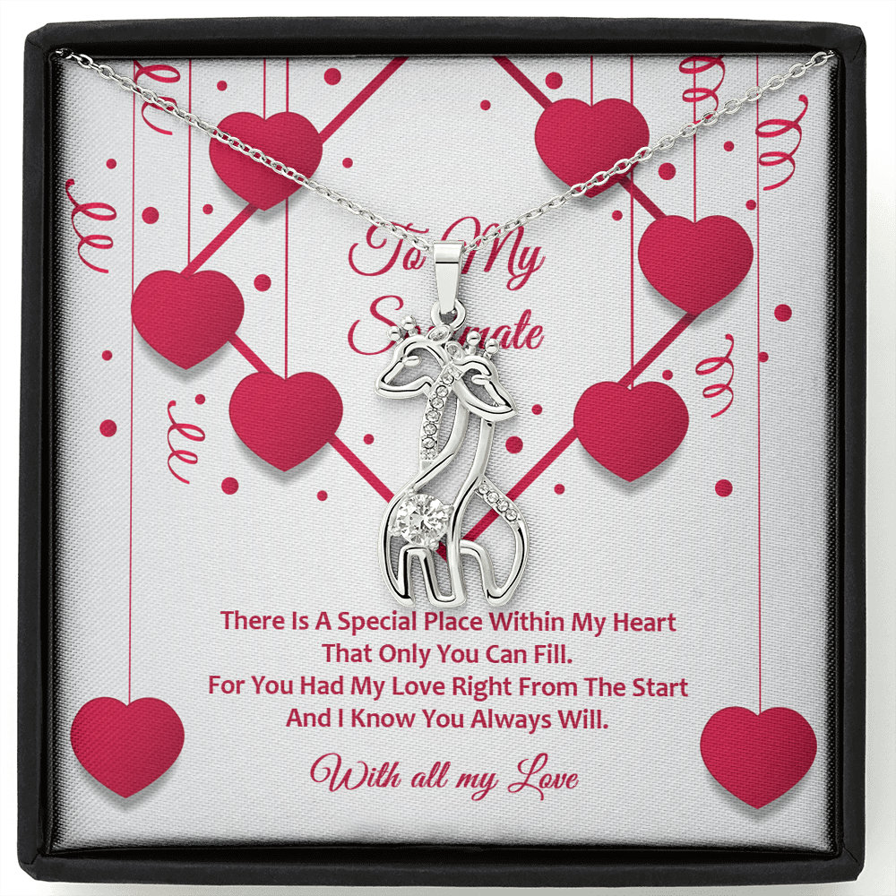 Graceful Love Giraffe Necklace - Red Ribbons - Soulmate