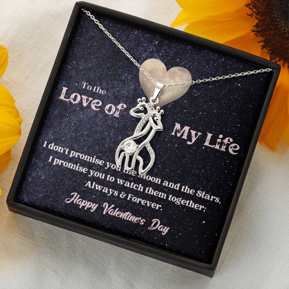 Graceful Love Giraffe Necklace - Moon and Stars - Valentine