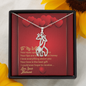 Graceful Love Giraffe Necklace - Red Hearts - Wife