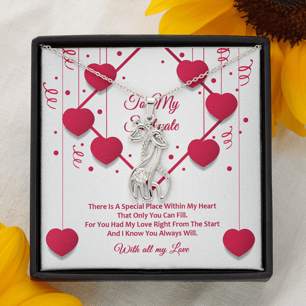 Graceful Love Giraffe Necklace - Red Ribbons - Soulmate